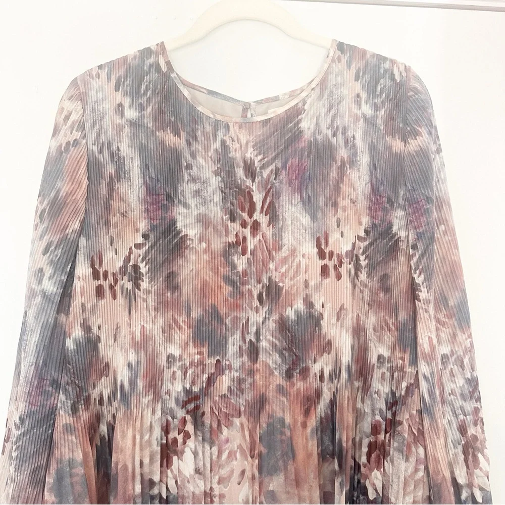 Aritzia Wilfred Daydreamer Pleated Maxi Dress Tannin Foxfire Brown 1X - Picture 4 of 13